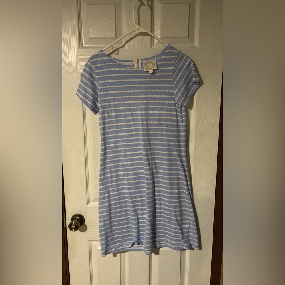 Blue and White Striped Dress